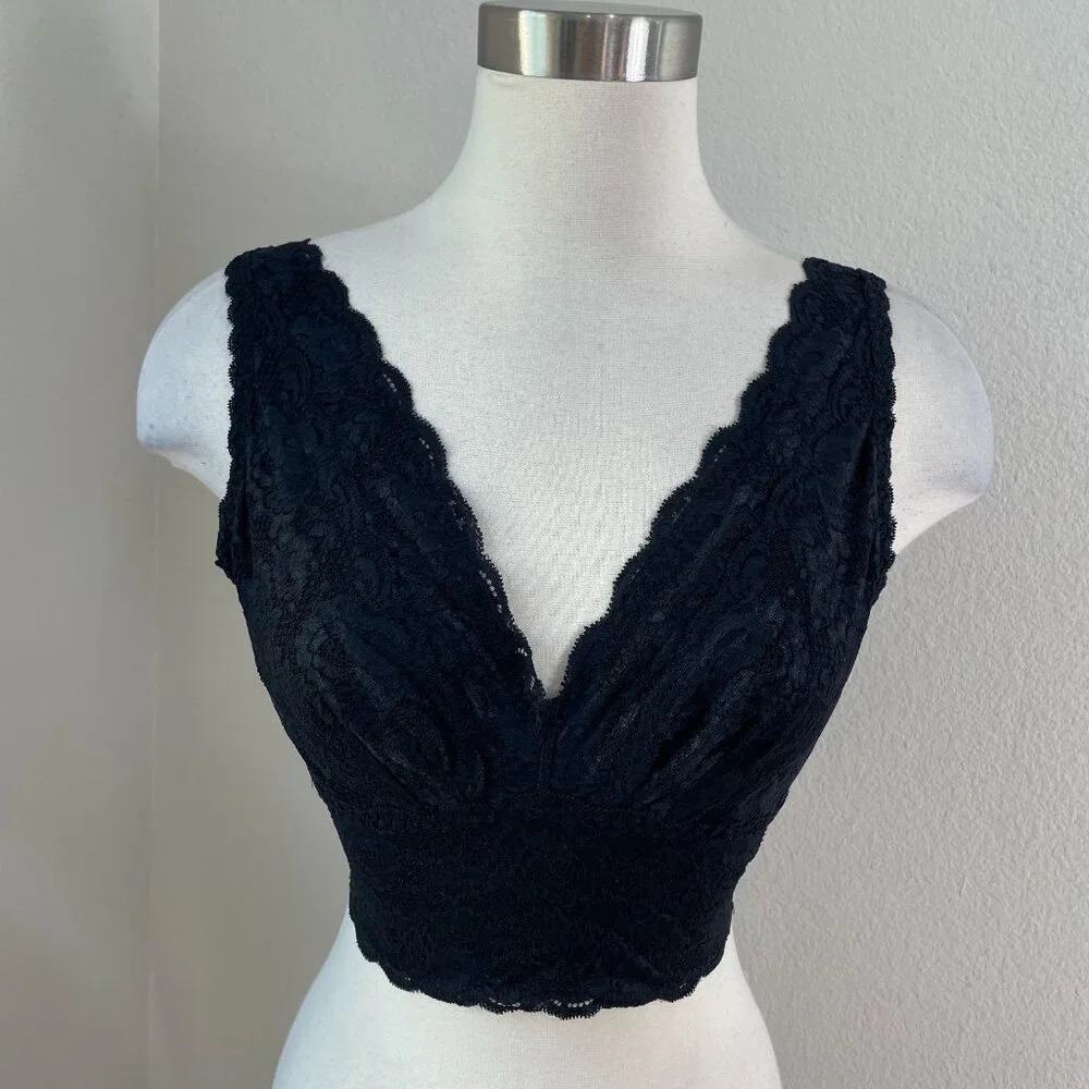 NEW Cosabella Womens XS Curvy Collection Plunge Lace Bralette Black Bra‎